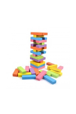 MNZ-Colorful حجم كبير لعبة التوازن الطبيعي الخشبية برج لعبة 54 قطعة ملونة - Jenga