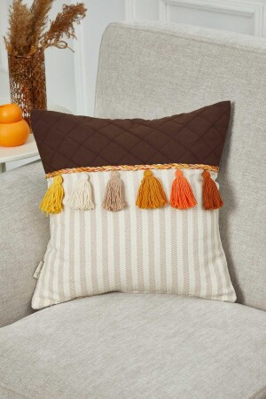 MNZ-Colorful Tasseled Mink Stripped Throw Pillow Case-k-196 - Aisha's Design
