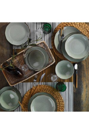MNZ-Colorx Eo 24 قطعة عشاء مجموعة 6 أشخاص خضراء CXEO24Y2730P03 - PEARL