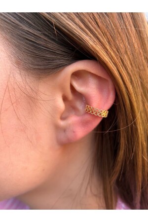 MNZ-Commpressed Gold Color Wicker Tarnish مقاوم للكدمة حلقة الأذن من الفولاذ للمرأة M003510092449 - Bymerve