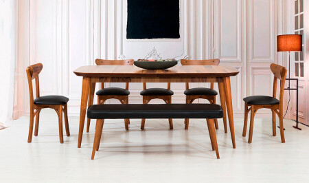 مجموعة طاولة تناول الطعام الكبيرة MNZ-conical - الجوز - Cadde Yıldız