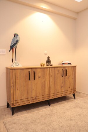 جهاز تلفزيون MNZ-Console وحدة الأطلسي الجسم الأطروة الأسود خطوط الديكور غرفة المعيشة وحدة التحكم الحديثة 160 سم - KLT Modüler