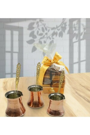 MNZ-Cooker تركمانية النحاس خزنة القهوة مجموعة - مجموعة من 3 hbcs03 - Zarif