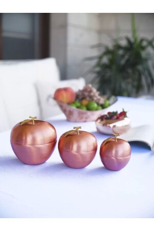 MNZ-Copper Apple Set 3 Pieces طلاء النحاس لون BKRELM - Bakır Concept