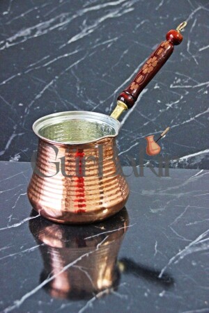 MNZ-Copper Battal-Large Size Wooden Handle Coffee Pot لـ 7-8 أشخاص - GÜR BAKIR