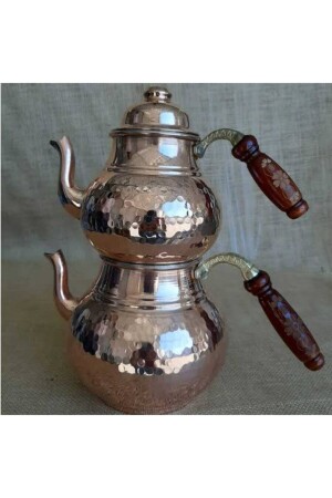 MNZ-Copper Embroidered Teapot 8391419632701 - şengül züccaciye