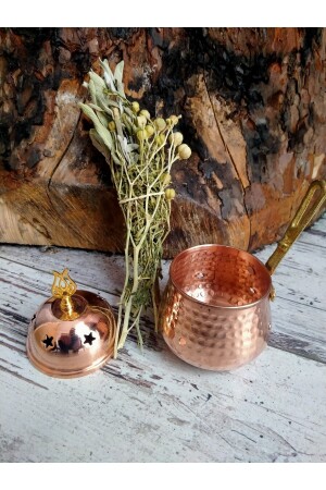 MNZ-Copper Incense Burner Sage و Peganum Herb طقوس الحزمة TUTSU - Maraş Bakırcılık