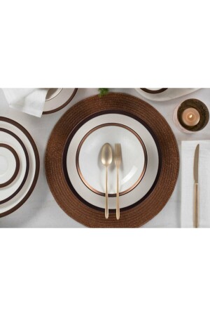 MNZ-Copper Line 27 Piece عشاء مجموعة 6 أشخاص 04ALM005616 - Porland