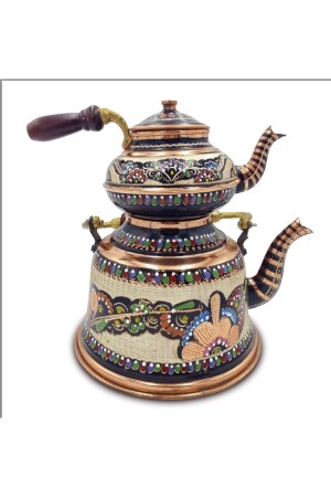 MNZ-Copper نستالجي إيناميل طواف كبيرة من الشاي ملونة متعددة Nütkc1 - Genel Markalar