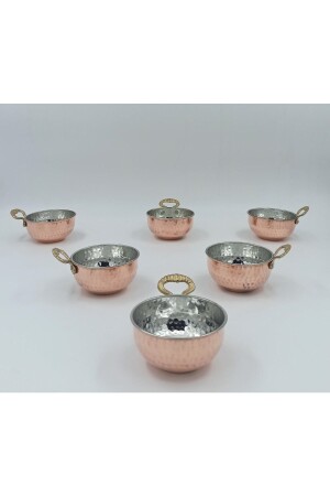 MNZ-Copper Snack Bowl، طاولة الإفطار مجموعة متداولة من 6 أحمر 0558 - KAYSERİ BAKIRCILIK