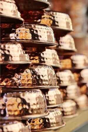 مجموعة من النحاس (MNZ-Copper Snack Bowl Set) 6 قطع وجبة الإفطار (Nuts Jam Set) لوح النحاس مع طوق (Pewter Hammer) نق - Genel Markalar