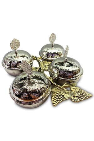 MNZ-Copper Spice Bowl Sugar Bowl Snack Bowl مع الفروع والأوراق سلسلة خاصة من 4 TYC00577888672 - Genel Markalar