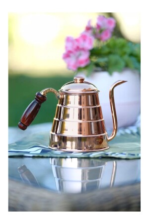 MNZ-Copper Teapot Slice Model Copper Color DLMDMLK - Bakır Concept