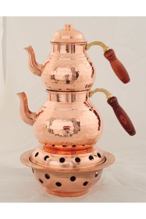 MNZ-Copper عائلية الحجم مجموعة الشاي مع الموقد العثماني UB-2784 - uygunglobal