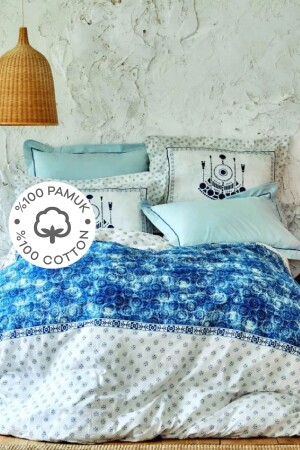MNZ-Costa Blue 100% القطن مزدوج غطاء الغطاء مجموعة 200. 17. 01. 0307 - Karaca Home