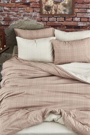 MNZ-Cotton Double Double Side Duvet Cover Set براون - كريم CE-COFFEE-CREAM1 - mihriban
