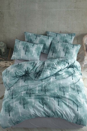 MNZ-Cotton Green Tree غطاء غطاء مزدوج كابوت مجموعة CA25488 - Sheri Home Tekstil