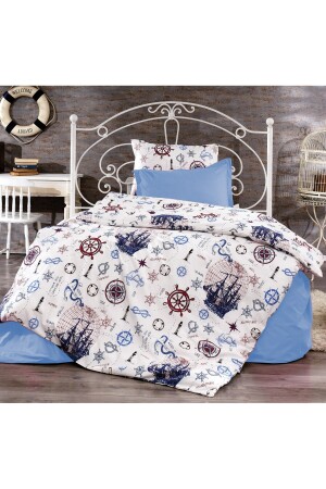 MNZ-Cotton - أوراق مقبضة غطاء غطاء غطاء مجموعة سفينة رحلة واحدة - ضوء الأزرق GRM0071 - GARDEN ROOM