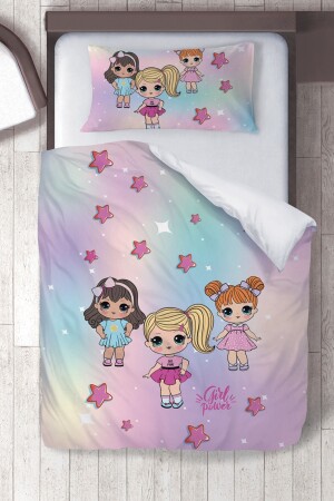 MNZ-Cotton Micro Satin Happy Girls Children's Room غطاء الغطاء للأطفال مجموعة ibrtnb100 - instababyrooms