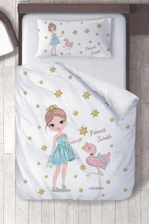 MNZ-Cotton Micro Satin Swan Princess Girl's Room غطاء الأطقم الأطفال - instababyrooms