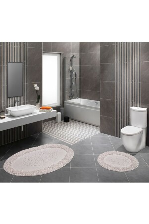 MNZ-Cotton Pasta Oval 2 قطع مجموعة الحمام كريم كريم - Sermat