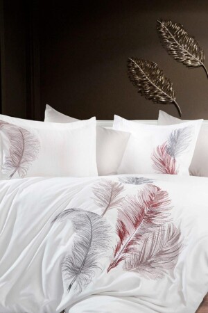 MNZ-Cotton Satin Double Duvet Cover Set Iz غطاء غطاء أبيض - Dantela