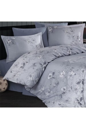 MNZ-Cotton Satin Double Duvet Cover Set سيندارين V2 أنثراكيت 8681727259487 - Clasy
