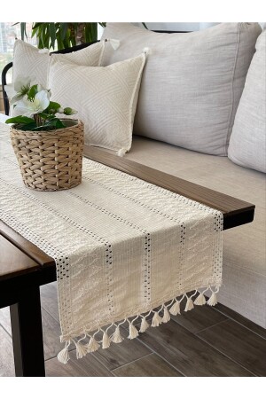 MNZ-Cotton Shawl Motif Lace Knit Runner - Buldan Csn Tekstil