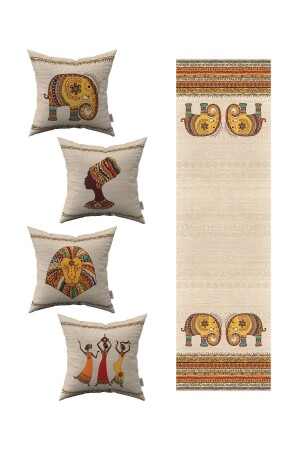 MNZ-Cream عرقية أفريقية نمط الفيل الرمي 4 قطع رمي وسادة غطاء 1 ركنر مجموعة 4kmbs304-rs-1 - Cango Home