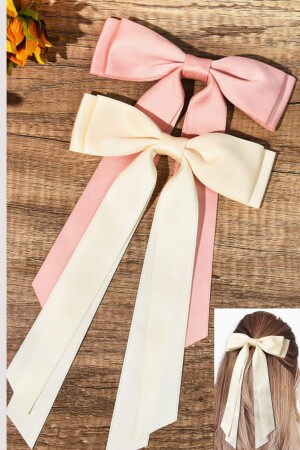 MNZ-Cream Color Bow Model المقطع الآلي المزج 1 قطعة قوس مزدوج ذيل مزدوج - Diloshtrend Design