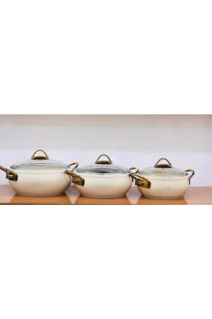 MNZ-Cream Paste Granite Casserole Set 6 قطع K-549 - Özkent