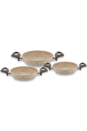 MNZ-Creamy 3 Piece Granite Pan Set Sahan Set CRM3P - Falez