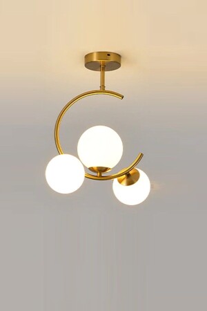 MNZ-Crescent C Model Sport Modern Glop زجاج أبيض ذهب 3 مكانات شاندلير لوفوني LMBDR0025 - Lambadar