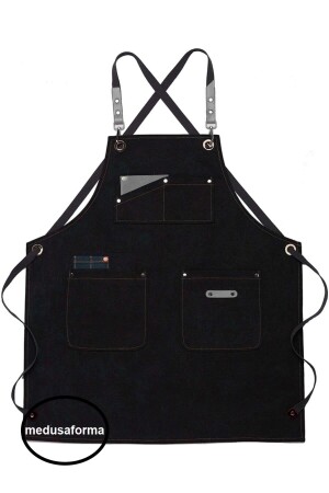 MNZ-Cross Strap الجلد جيب باريستا فرون كافي كبير الطباخات الكافي طباخ الخادم المطبخ العمل فرون 889010065 - medusaforma