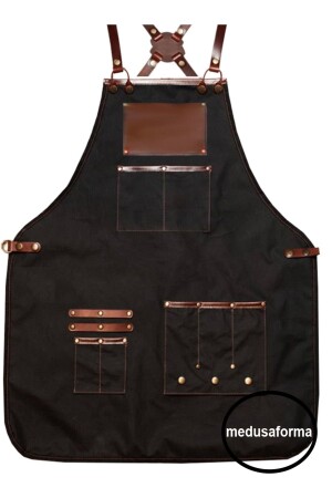 MNZ-Cross Strap Kitchen Apron كبير الطهاة مطعم مطعم مطعم مطعم النادل طاهين صواريخ الشعر باريستا Apron - أسود 248364058 - medusaforma