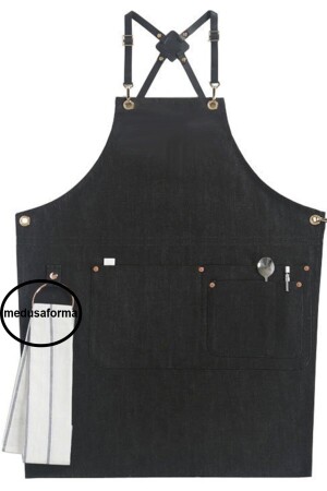 MNZ-Cross Strap Kitchen Apron كبير الطباخات الكافي كبير الطباخات الطباخات صانع الشعر باريستا Apron - أسود 340726554 - medusaforma
