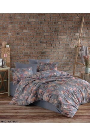 MNZ-Crystal مضاعفة طيرري القطن Arlo Anthracite Duvet Cover Set - Taç