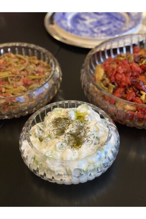 MNZ-Crystal Cut Glass Salad Bowl Set من 3 32673489345 - Paşabahçe