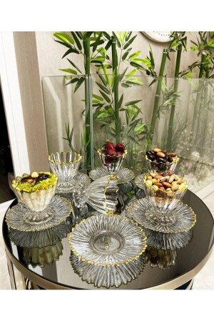 MNZ-Crystal Gold 12 قطعة عرض وعاء خفيفة لـ 6 أشخاص 79101 - WELANCE