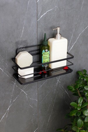 رف MNZ-Crystal رف لاستدليك الحمام والملابس التجميلية المنظمة الشامبو الأسود حامل الغطاء اللاصق رف الحمام HMY-LŞ01S - HIMYHOME