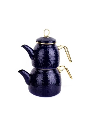 MNZ-Crystal Selection Enamel Teapot Set Navy Blue Star 2.5lt قفل الغطاء إدخال متوافق 1 قطعة 55CYD014420 - Aryıldız
