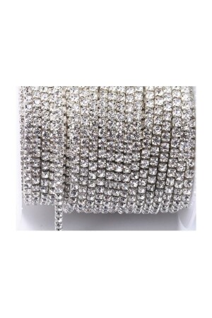 MNZ-Crystal Stone Metal Slot Strip 3-2 مم مواد الديكور الفضي - Can