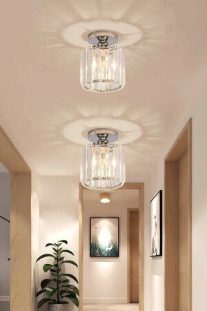 موديل من الطراز MNZ-Crystal Stone Model Modern Single Plafonier Model Chrome Chandelier - Lambadar