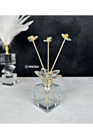 MNZ-Crystal Top Fragrance Bottle ذهب شفاف LN200001-KŞ - ELİNA HOME