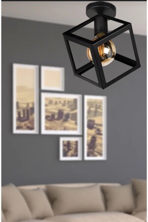 MNZ-Cube نموذج أسود واحد سقف شمعة حديثة Kp1 - VEDA AVİZE