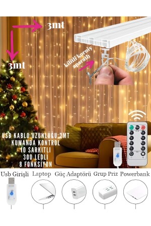 MNZ-Curtain Led Lights ديكورات أجهزة التحكم عن بعد USB 8 وضع سلسلة الضوء 10 حوافز القفل القرنيس مع الأجهزة - Nextbuy