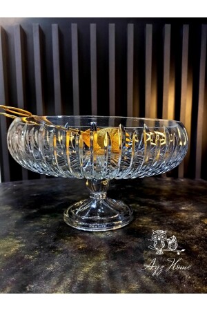 MNZ-Cut Crystal Round Footed Presentation Bowl 28 سم سلطة تقديم Bowl TYC00368611625 - AYZ HOME