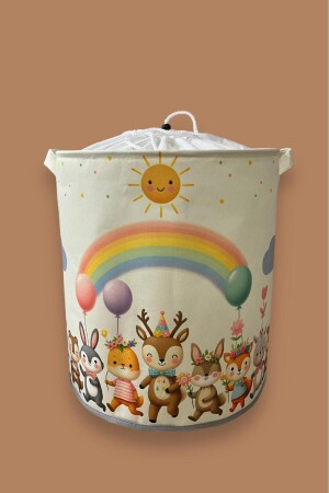 صندوق تخزين لعبة متعددة الأغراض من طراز MNZ-Cute Animal Printed Toy Storage Box مرقق السلة المنقلبة المنظمة 37x40 - Prendi Home