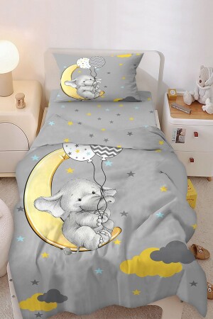 MNZ-Cute بالون حاملة الفيل نمط واحد الأطفال السرير مجموعة BD012-N - Bebişim Halı