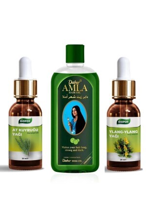 زيت رعاية الشعر من MNZ-Dabur Amla + زيت ذيل الخيول النقي + زيت يلانغ النقي مجموعة التوسع السريع - Biopor
